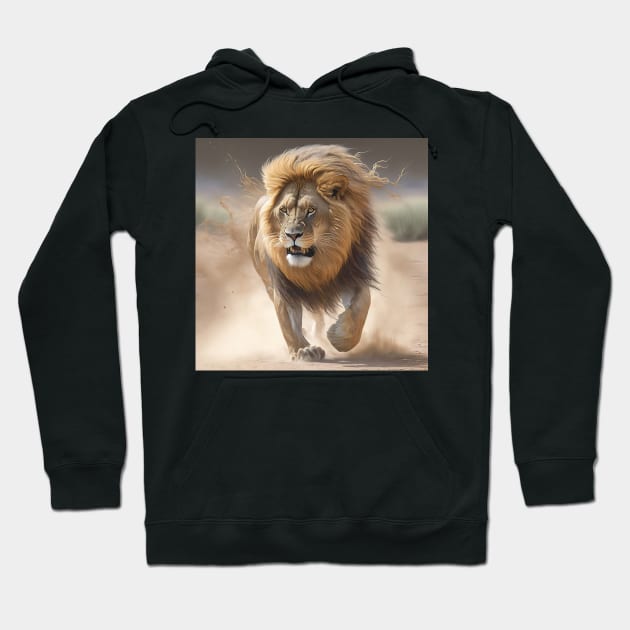 Lion charging Hoodie by Tarrby